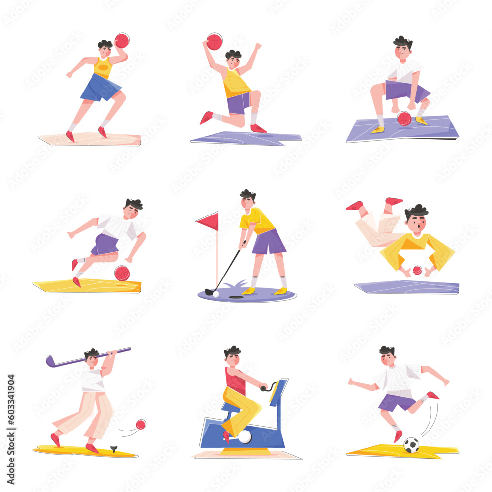 Modern Collection of Sports Flat Illustrations 

