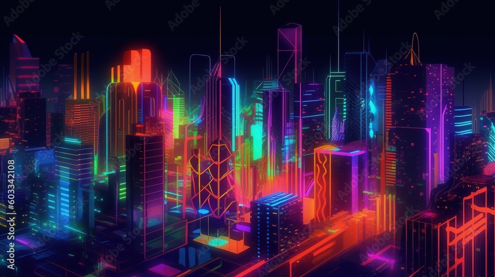 an abstract pattern of a city skyline at night