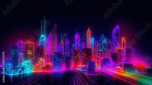 an abstract pattern of a city skyline at night © Yash