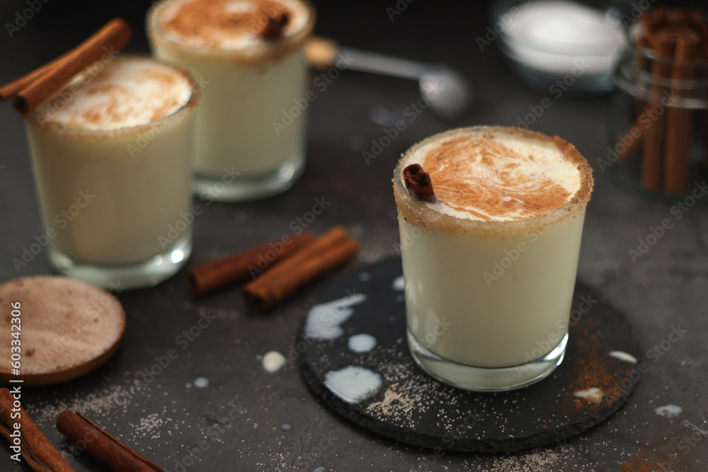 Kogel mogel drink made from eggs with cream Kogel mogel drink made from eggs with cream