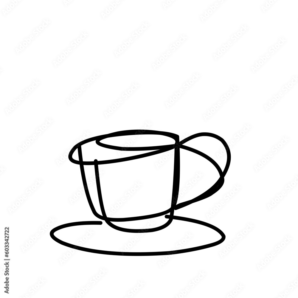 Coffe cup. One line Drawing. Continuous line of coffee cup Coffe cup. One line Drawing. Continuous line of coffee cup