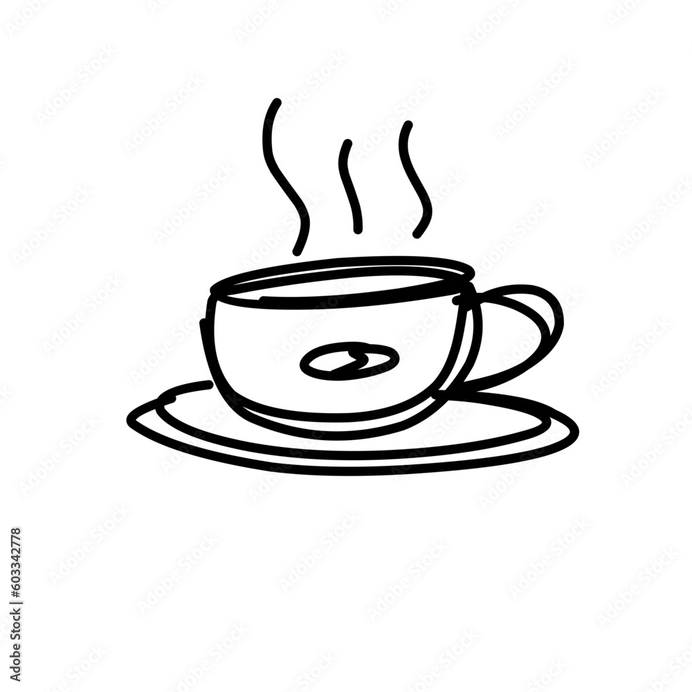 Coffe cup. One line Drawing. Continuous line of coffee cup Coffe cup. One line Drawing. Continuous line of coffee cup