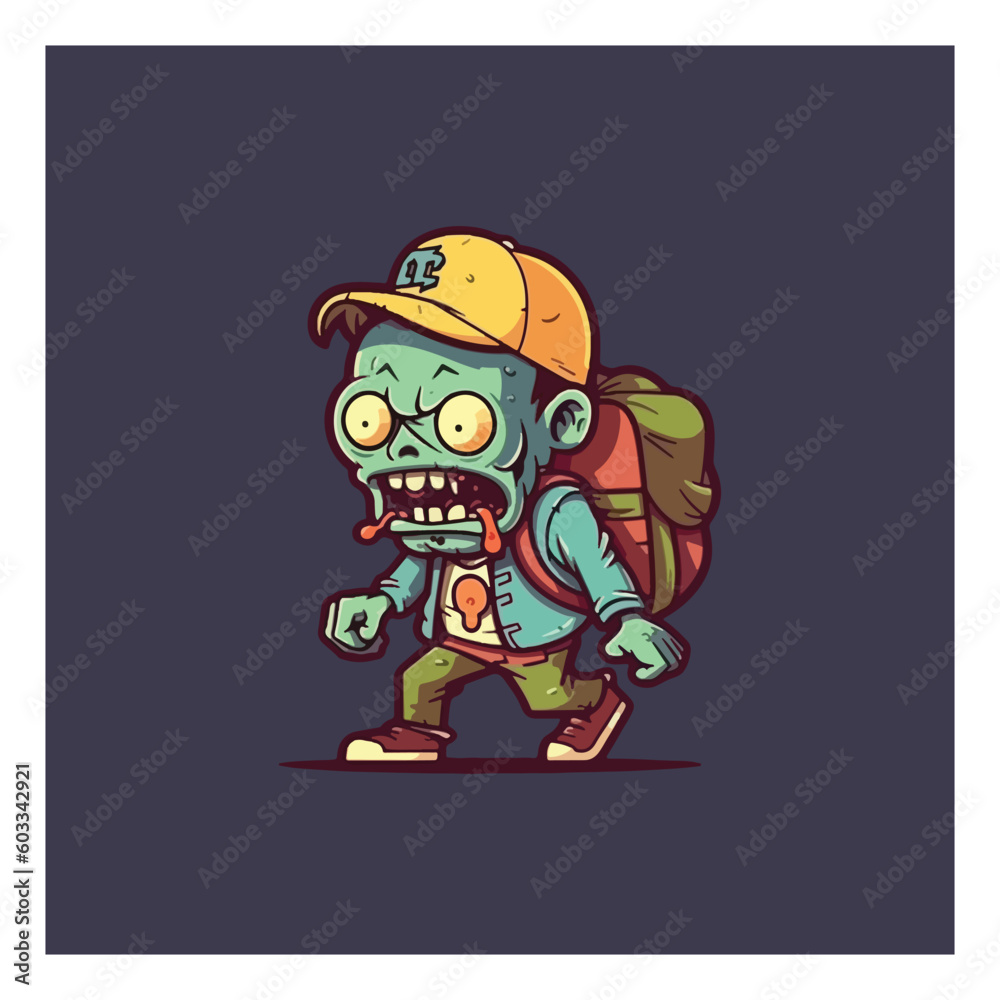 cartoon character mascot logo for game company with zombie character mascot