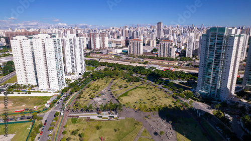 aerial view of Barra Funda neighborhood, Parque das Perdizes, in Sao Paulo, Brazil.