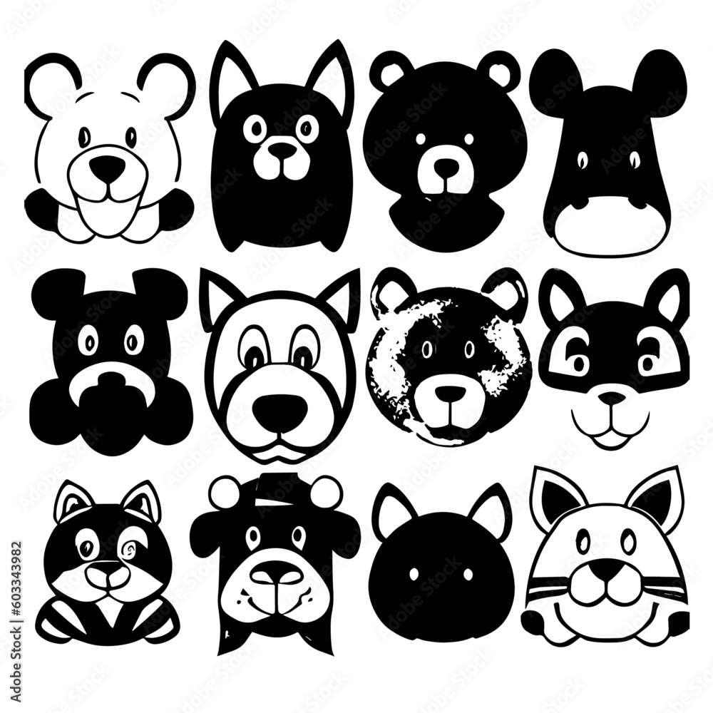 cartoon characters vector design black and white cartoon characters vector design black and white