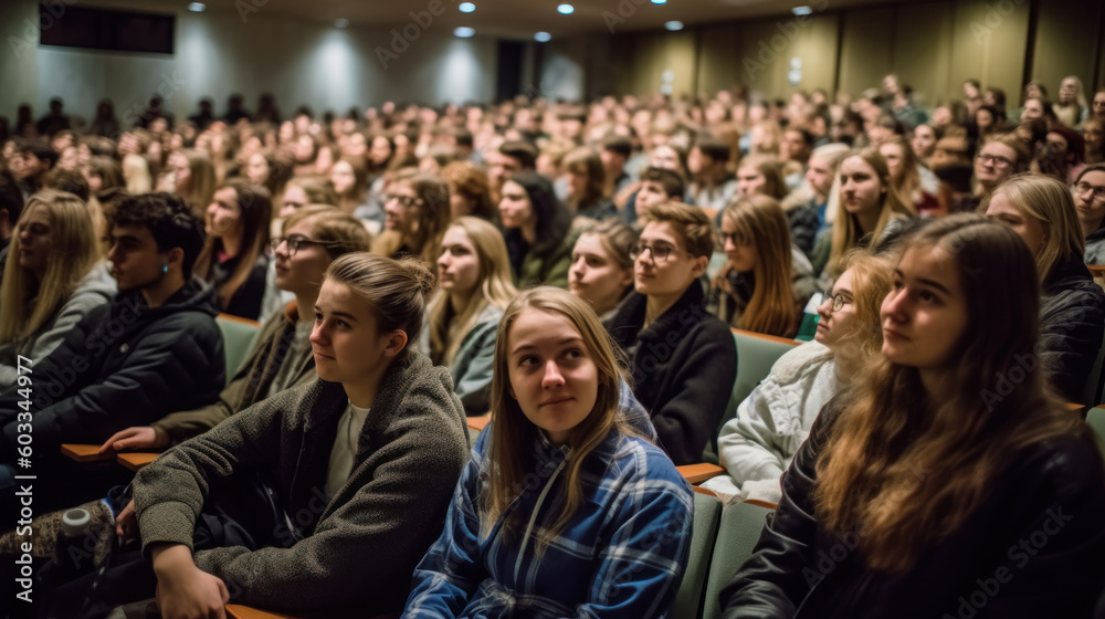 Fototapeta premium Students audience in the lecture hall. Generative AI.