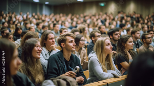 Students audience in the lecture hall. Generative AI. © AS Photo Family