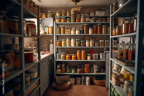the pantry is full of supplies, created by a neural network, Generative AI technology