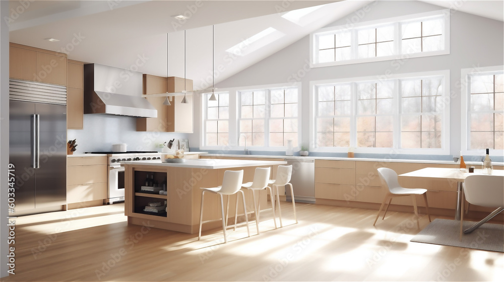 Generative AI, Minimalist Kitchen: Clean and Functional Design