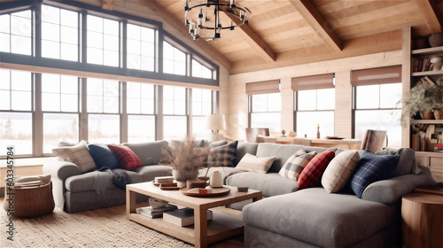 Generative AI, Cozy Modern Farmhouse Living Room © icehawk33