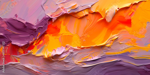 Bright oil painting abstract fragment light vertical strokes. Brush texture close up macro hand drawn glowing art. Pink yellow 3D realistic smear palette knife artistic illustration