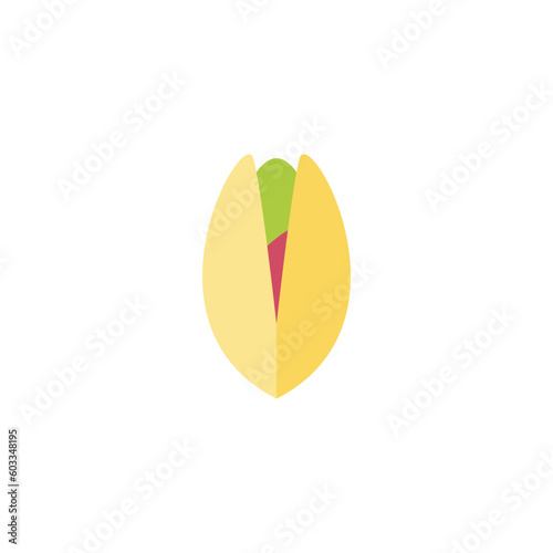 Pistachio flat design vector illustration isolated on white background. can be used for organic product. Culinary ingredient.