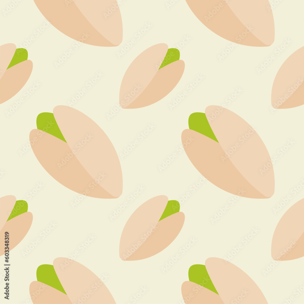 pistachio seamless pattern vector illustration. Tasty vegan . Organic product. Culinary ingredient. Detailed vector design