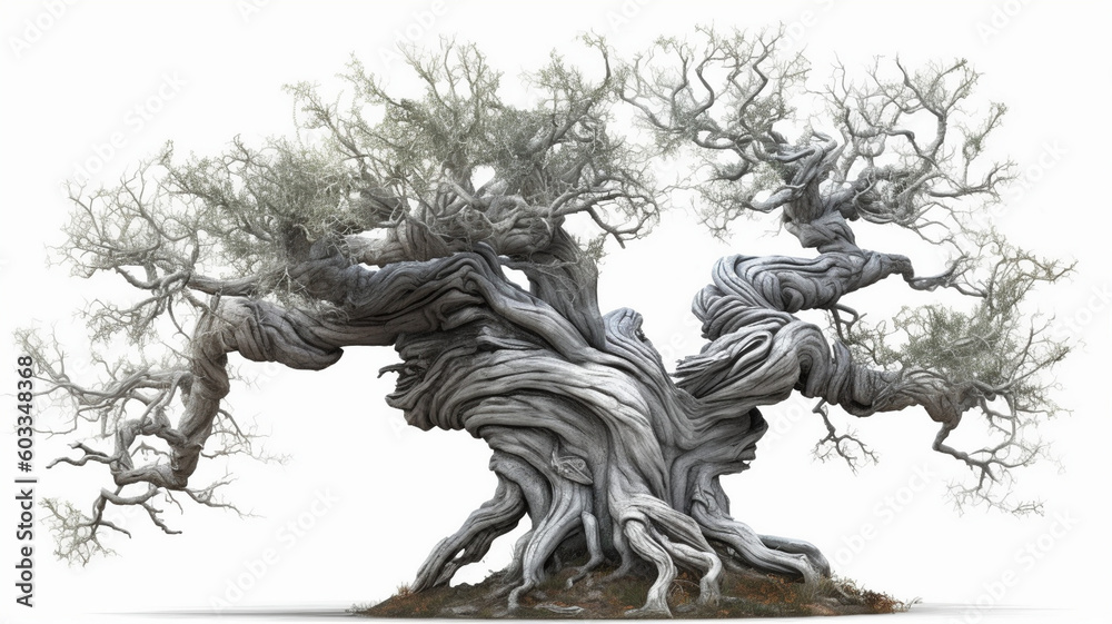 Fototapeta premium Twisted Tree with White Background
