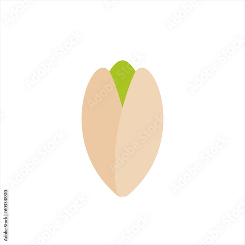 Pistachio flat design vector illustration isolated on white background. can be used for organic product. Culinary ingredient.