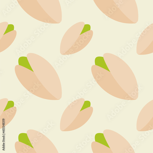 pistachio seamless pattern vector illustration. Tasty vegan . Organic product. Culinary ingredient. Detailed vector design
