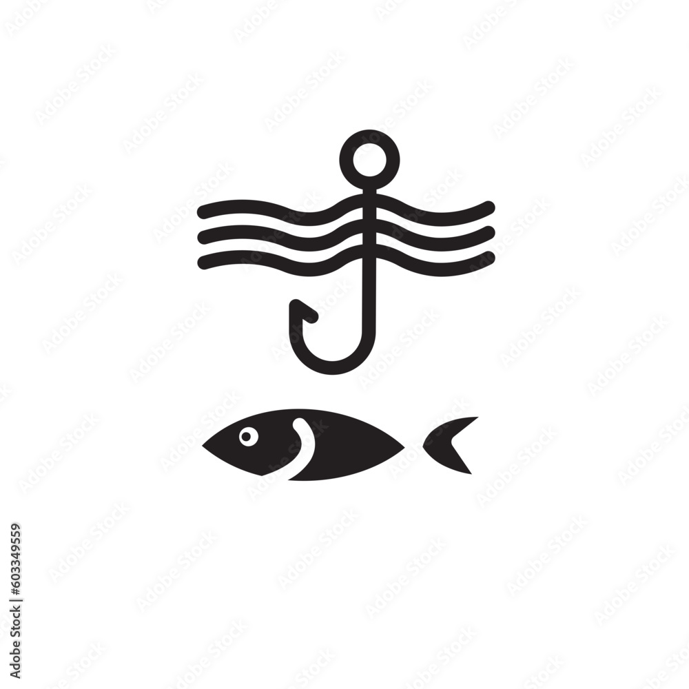 Naklejka premium Fish Fishing Hook Icon