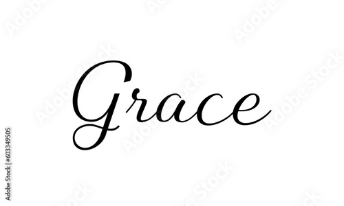 Beautiful calligraphy of the word Grace – Christian illustration for card decorations or stickers