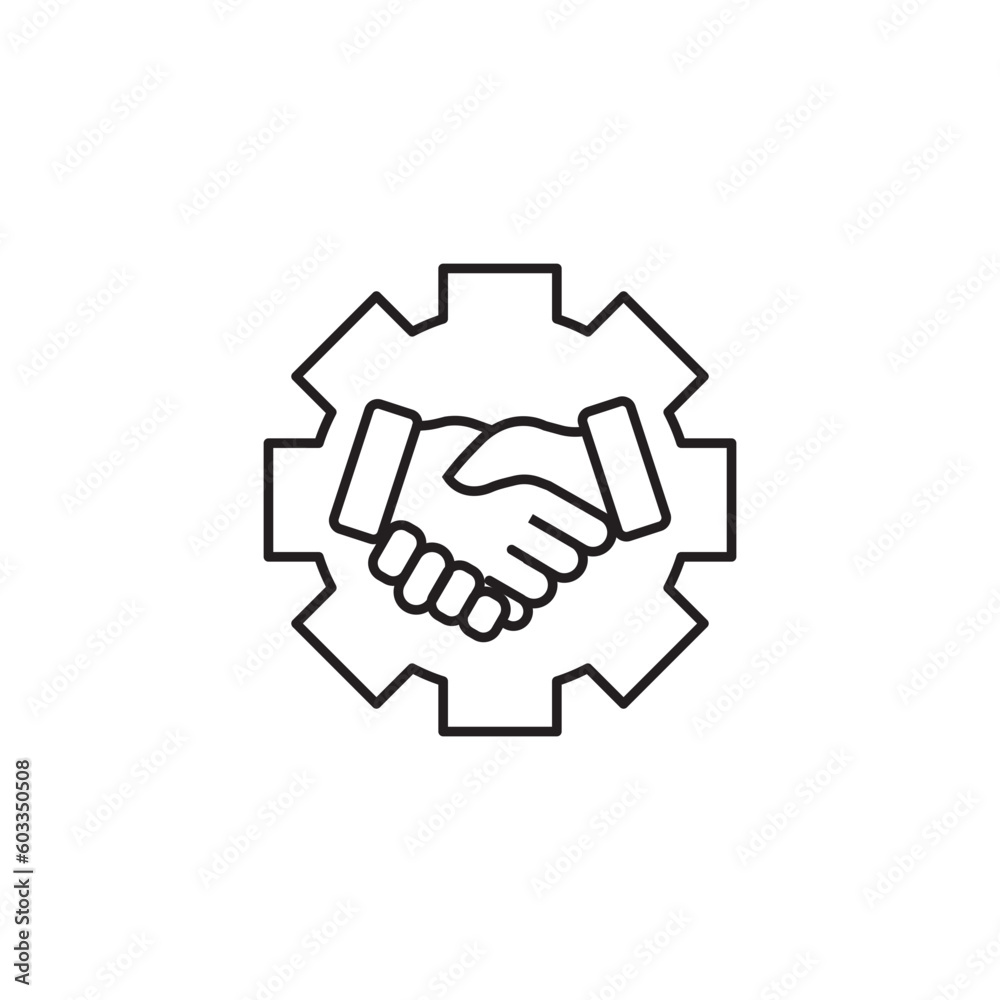 Mechanical Hand Shake Icon - Minimalist Line Art Icon Mechanical Hand Shake Icon - Minimalist Line Art Icon