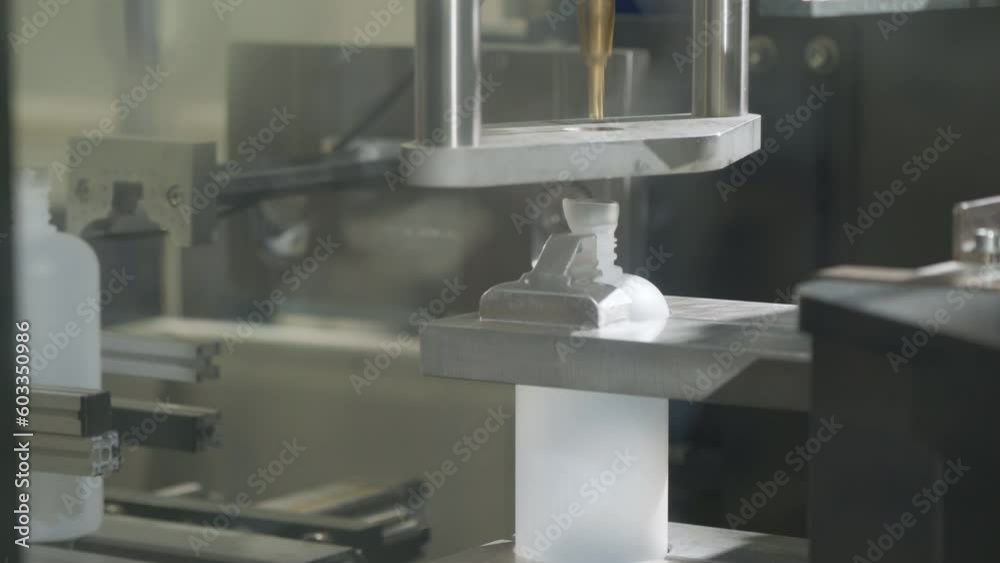 Plastic compounding equipment operates at the modern production plant. Compounding the plastic material on the industrial production line. Compounding the plastic for production of bottles.