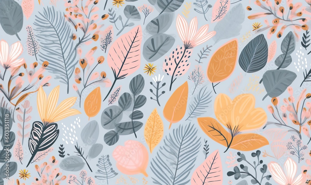 pastel colored plant patterns