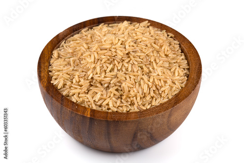 Rice in wooden bowl