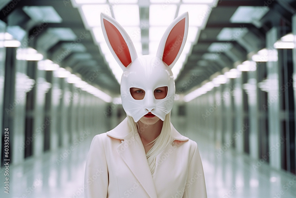 the girl in the rabbit mask, created by a neural network, Generative AI ...