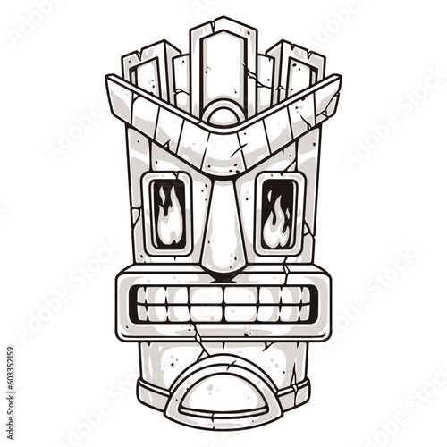 Tiki god totem monochrome logotype