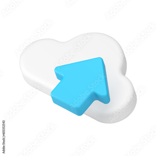 Upload data backup information cloud computing storage global internet transfer 3d icon vector