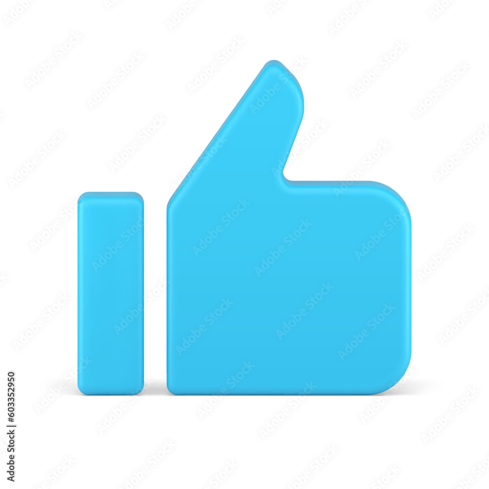 Cool thumb up best choice feedback gesture good like vote blue 3d icon realistic vector