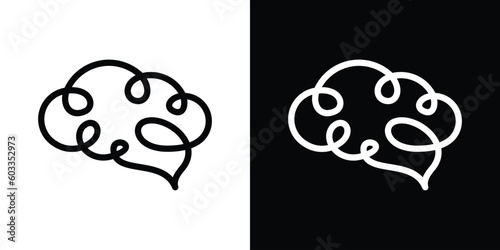 logo design simple brain line icon vector illustration