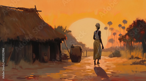 Painting of a black African woman