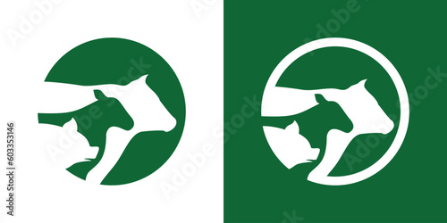 farm logo design, farm animal inside icon circle vector illustration