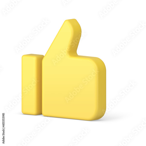 Thumb up cool yellow positive solution success confirmation isometric 3d icon realistic vector