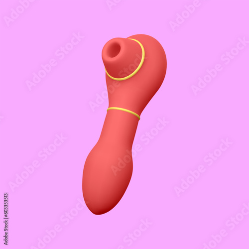 3d realistic clitoral stimulator isolated on light background. Sex shop banner with sex toys for women. Vector illustration