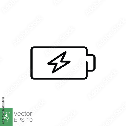 Free Download Battery charging icon. Simple outline style. Recharge, lithium, charge, capacity, energy, power, technology concept. Thin line symbol. Vector illustration isolated on white background. EPS 10. - GFXLoad