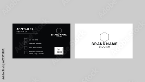 Simple Black and White Business or visiting card. 