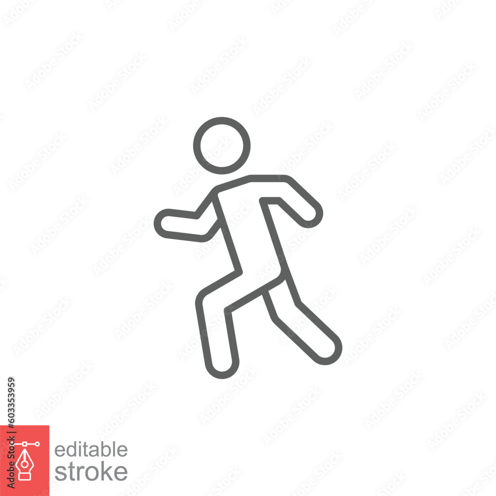 Man running icon. Simple outline style. Runner, people, marathon, jogging, track, athlete, sport concept. Thin line symbol. Vector illustration isolated on white background. Editable stroke EPS 10. Man running icon. Simple outline style. Runner, people, marathon, jogging, track, athlete, sport concept. Thin line symbol. Vector illustration isolated on white background. Editable stroke EPS 10.