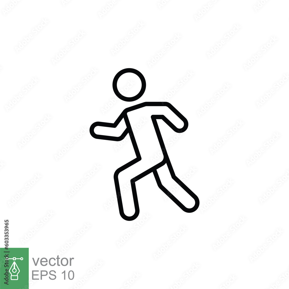 Man running icon. Simple outline style. Runner, people, marathon, jogging, track, athlete, sport concept. Thin line symbol. Vector illustration isolated on white background. EPS 10.