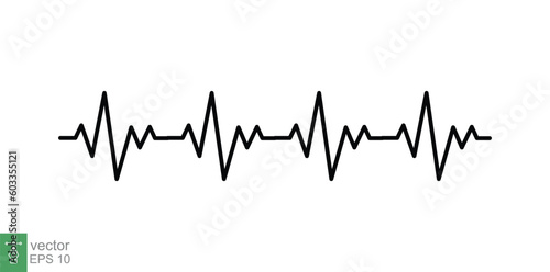 Heart cardiogram icon. Simple outline style. Heartbeat, pulse, ecg, ekg, electrocardiogram, medical concept. Thin line symbol. Vector illustration isolated on white background. EPS 10.