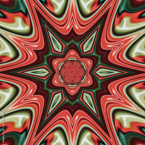 Series of abstract kaleidoscope patterns, set of 9. Floral centric pattern