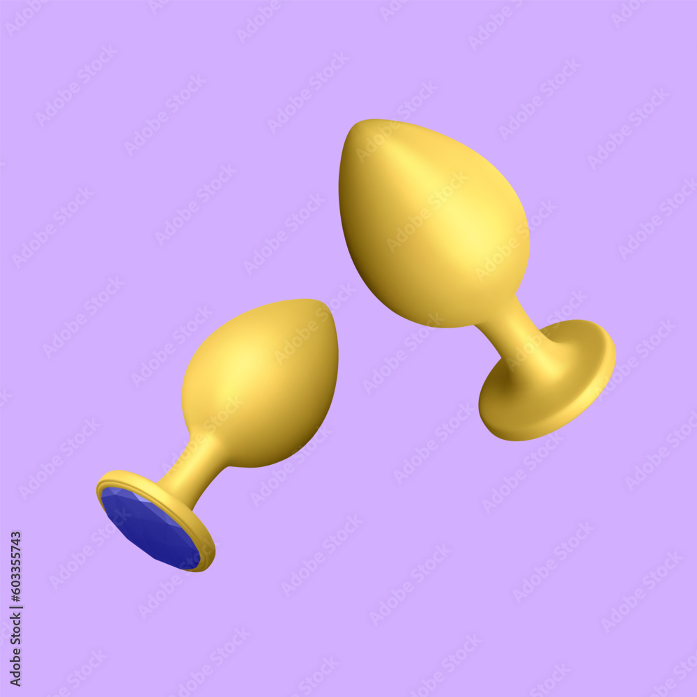 3d realistic butt plug isolated on light background. Sex toys for ass. Vector illustration 3d realistic butt plug isolated on light background. Sex toys for ass. Vector illustration