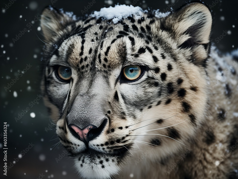 Fototapeta premium A Glimpse into the Elusive Snow Leopard's Realm