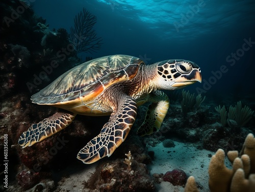 The Endangered Elegance of the Hawksbill Sea Turtle © VisualMarketplace