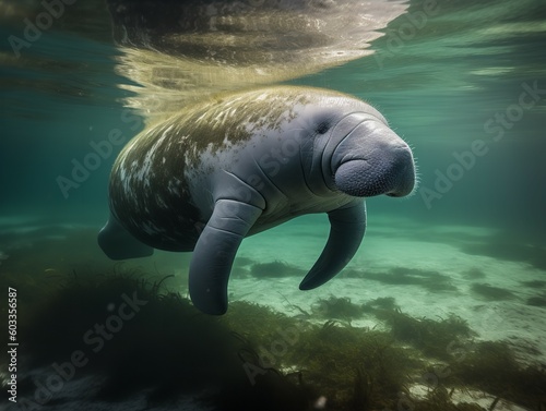 The Gentle Grace of the Manatee in Aquatic Bliss