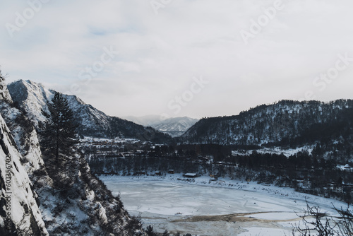 snow covered mountains in winter