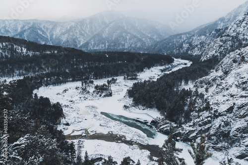 snow covered mountains