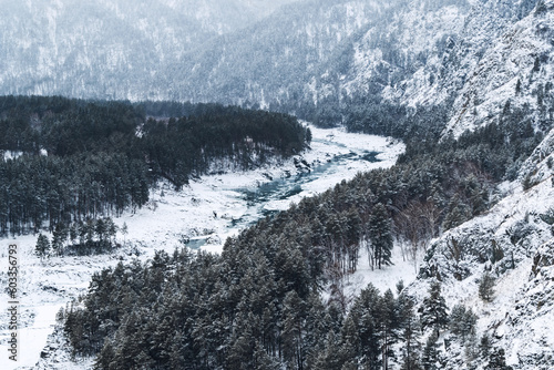 snow covered mountains in winter