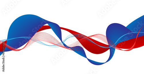 Red And Blue Wavy Lines Abstract Background. Wallpaper. Vector