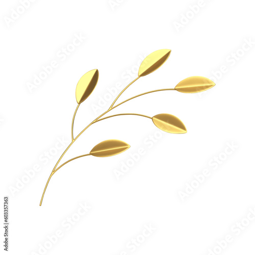 Wallpaper Mural Golden tree branch with leaves premium botanical decor element 3d icon realistic vector illustration Torontodigital.ca